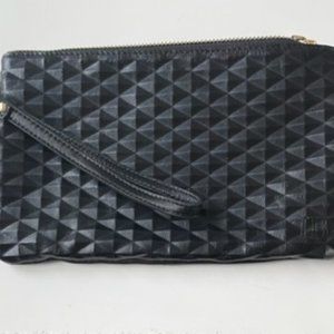 Black Genuine Leather Wristlet
